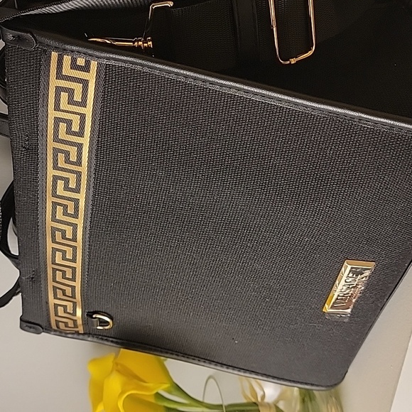 Versace Fragrances Black and Gold Crossbody Canvas Tote - Picture 2 of 11